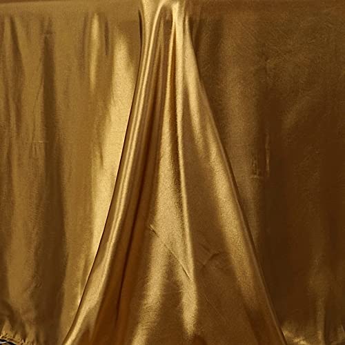 Balsacircle 90X132 Inch Gold Satin Rectangle Tablecloth Table Cover Linens For Wedding Table Cloth Party Reception Events Kitche